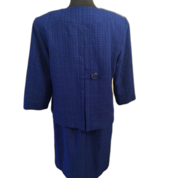 Vintage Isabella Skirt Suit Jacket Size 12 Career Church Blue Pencil Lined - Picture 2 of 6